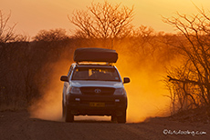 Fahrt durch den Hwange Nationalpark in Richtung Robins Camp
