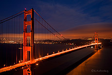 Golden Gate Br&uuml;cke am Abend, San Francisco