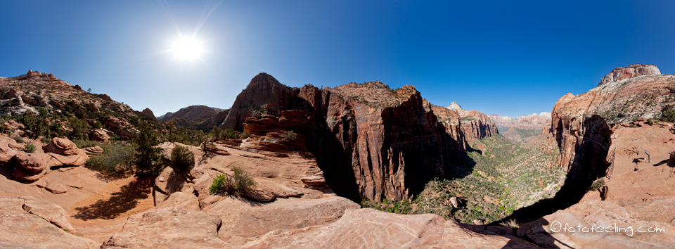 Canyon Overlook, Zion Nationalpark - ca. 320&deg; Panorama